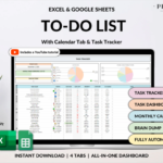 Mẫu quản lý to do list calendar báo cáo và đo lường cụ thể trong tuần